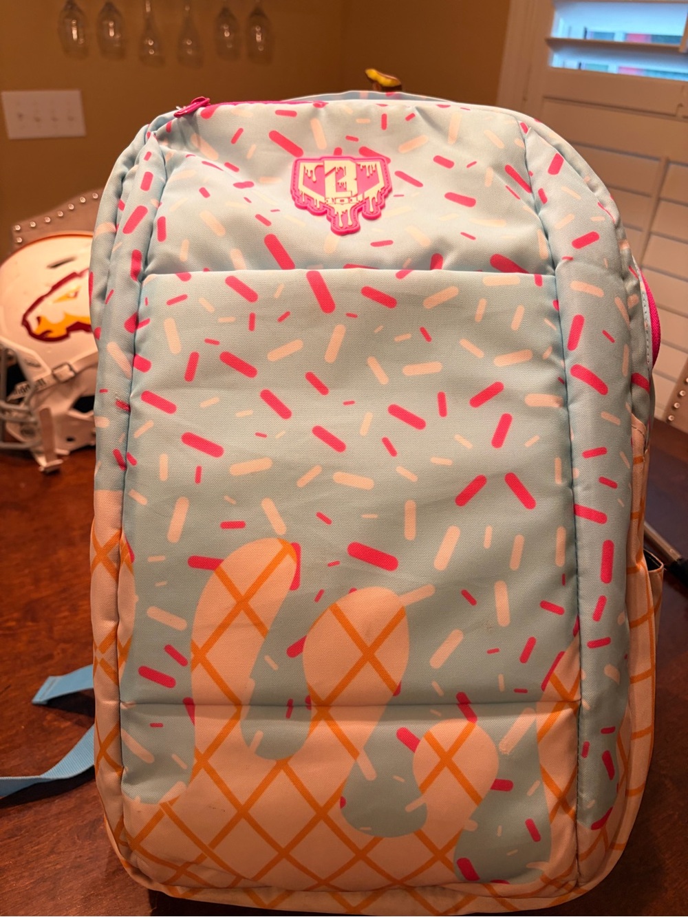 Kids Sprinkles Print Backpack - Light Blue & Pink